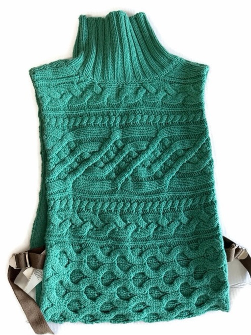 Sacai Teal Cable-Knit Sleeveless Turtleneck Sweater Vest